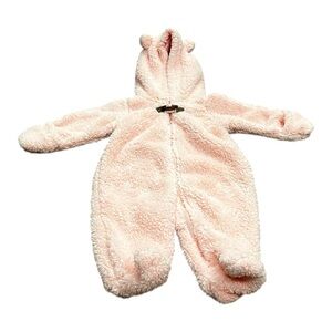 Carter’s Baby Girl Fleece Bear Bunting Outdoor Suit, Pink, 3 Months